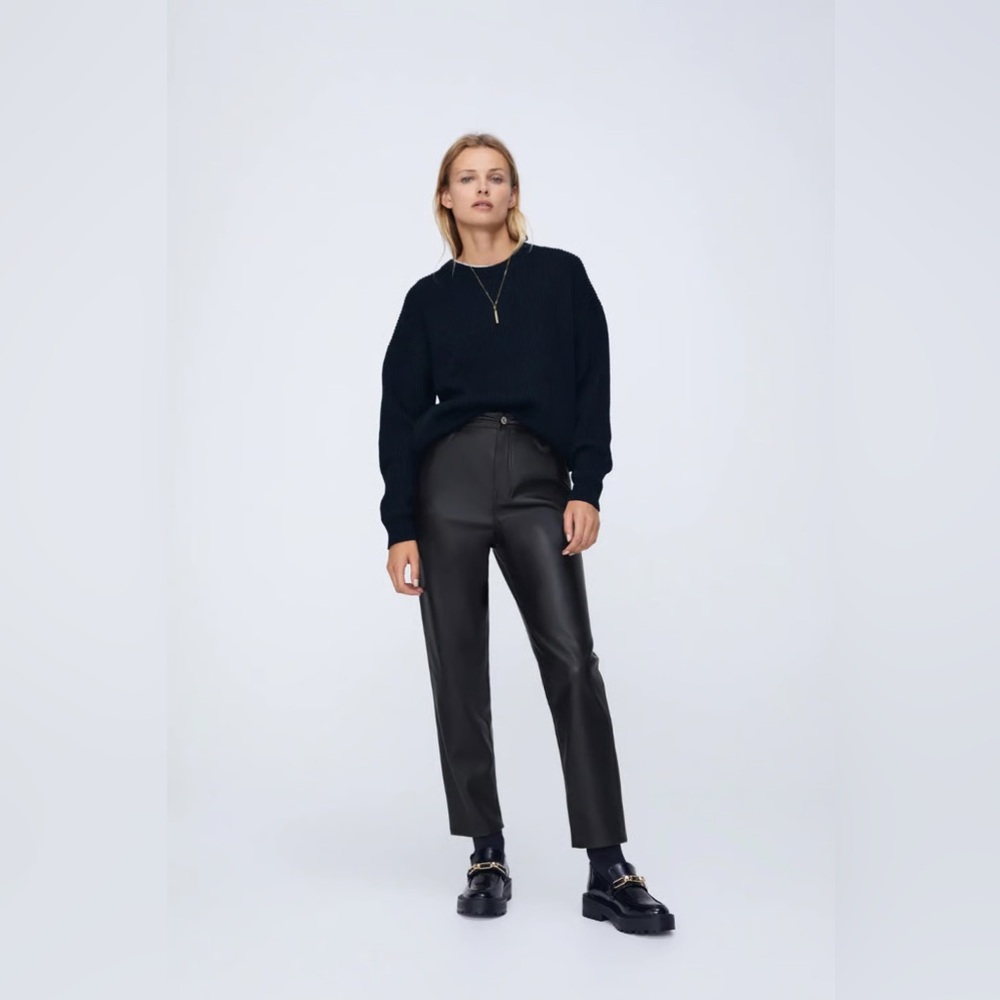 ZARA Faux Leather Mom Pants